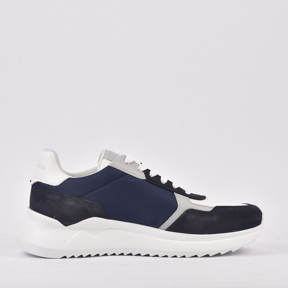 HARMONT AND BLAINE SCARPA UOMO CAMOSCIO  TEX FABRIC BLU  BIANCO