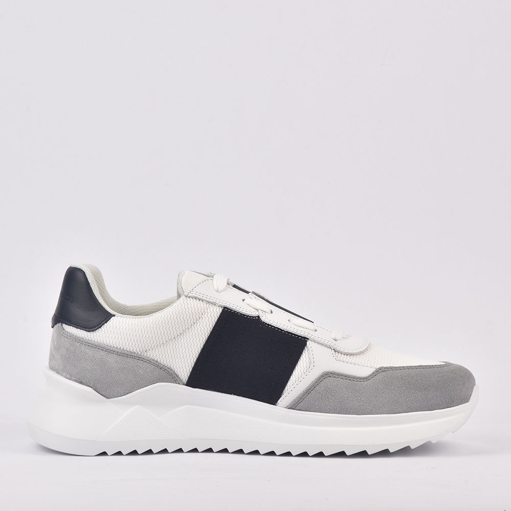 HARMONT AND BLAINE SCARPA UOMO CAMOSCIO - TEX FABRIC GRIGIO - BIANCO