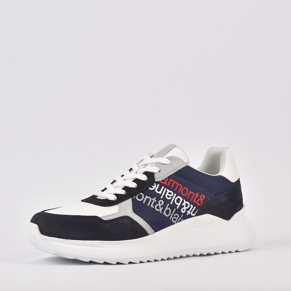 HARMONT AND BLAINE SCARPA UOMO CAMOSCIO  TEX FABRIC BLU  BIANCO