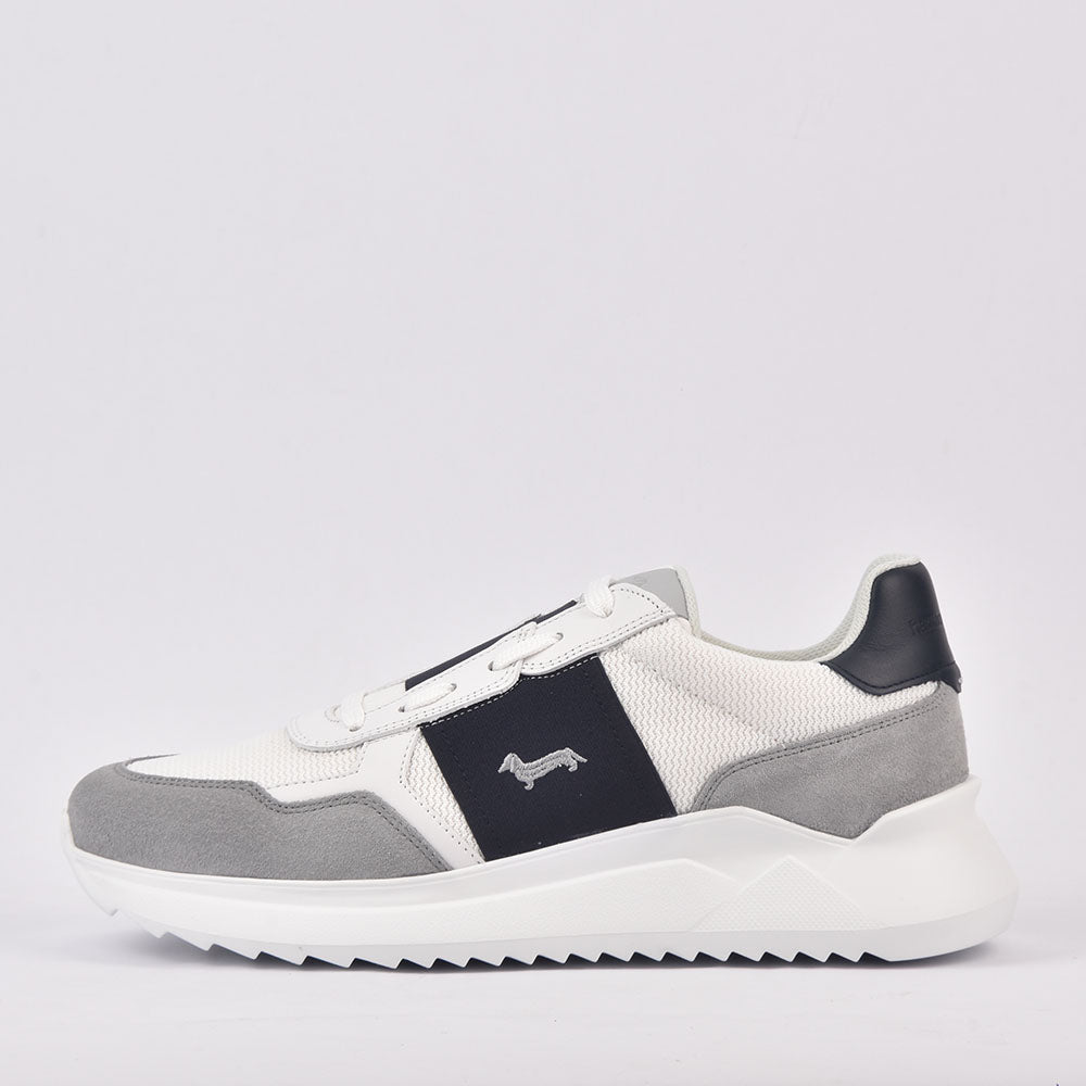 HARMONT AND BLAINE SCARPA UOMO CAMOSCIO - TEX FABRIC GRIGIO - BIANCO