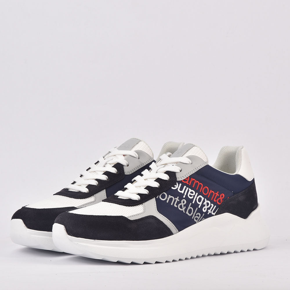 HARMONT AND BLAINE SCARPA UOMO CAMOSCIO  TEX FABRIC BLU  BIANCO