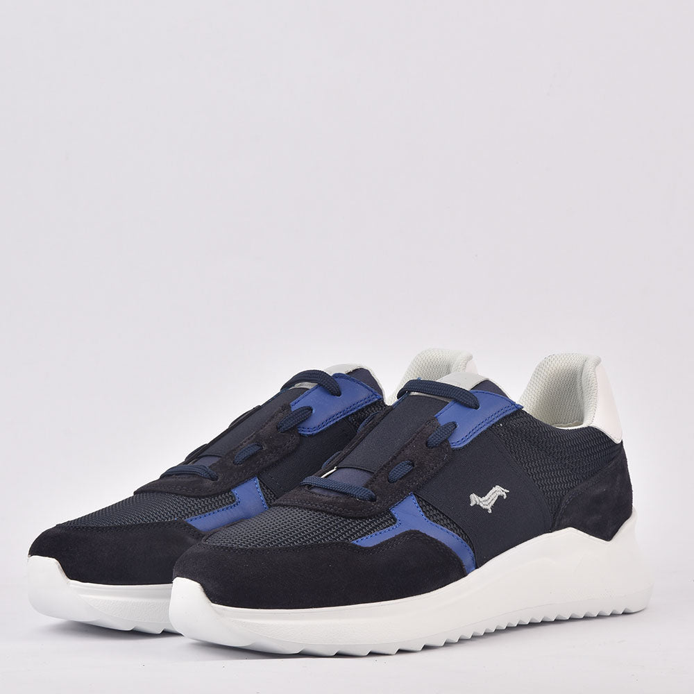 HARMONT AND BLAINE SCARPA UOMO CAMOSCIO TEX FABRIC BLUU